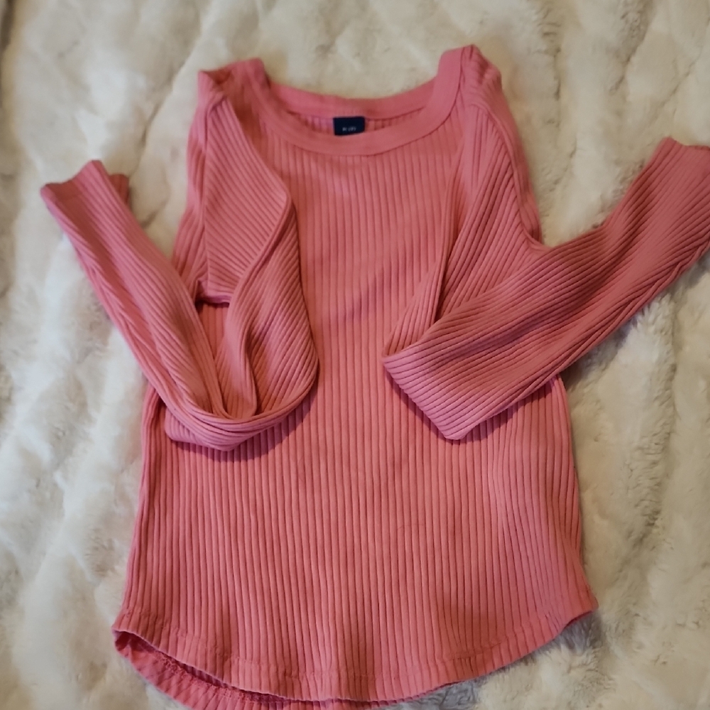 Pink Ribbed Long Sleeve Top